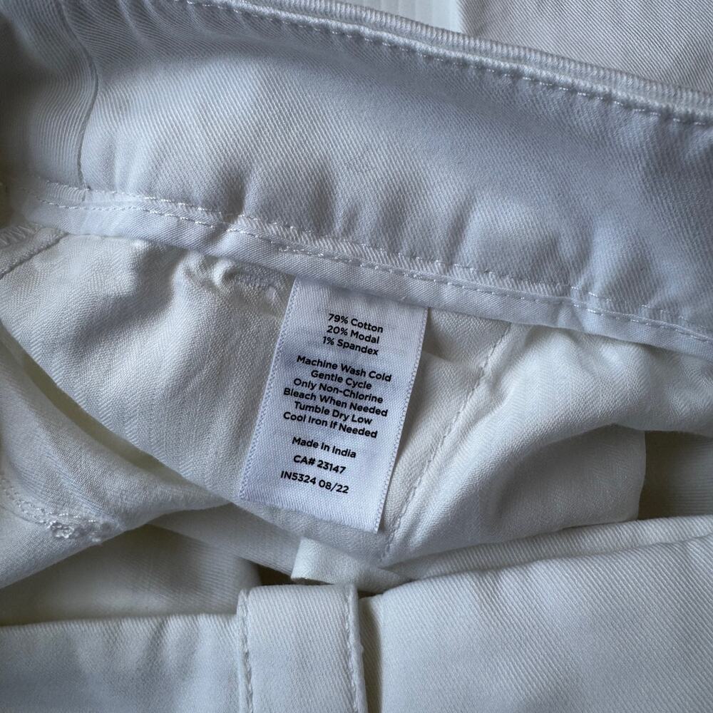 Talbots Wide Leg Pant White NWT Sz 14 Cotton Modal Trouser Chino Summer Resort - Picture 6 of 15